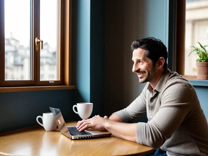 Main hésitante au-dessus du clavier avant l'envoi d'une demande de mise en relation professionnelle