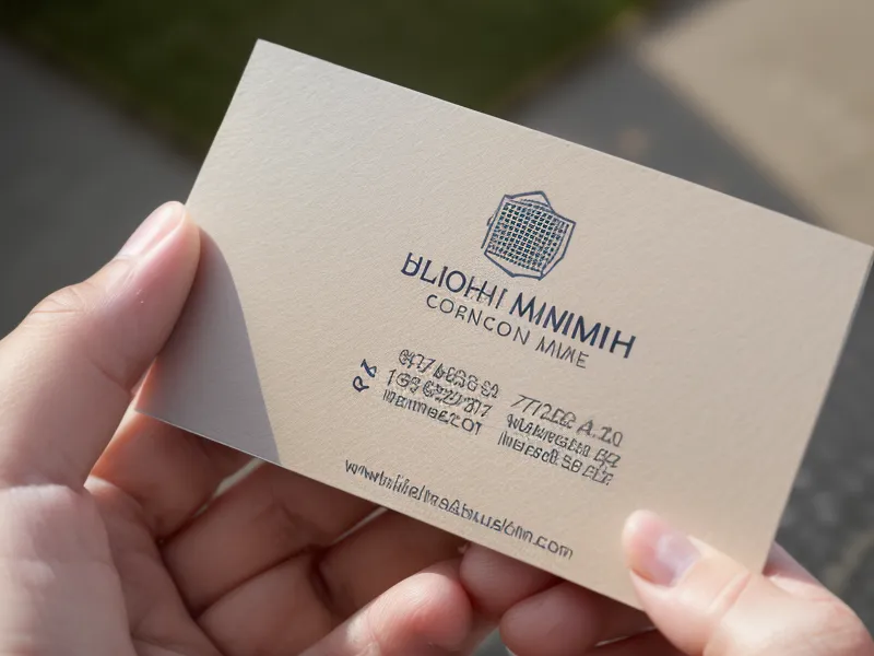 Main tenant une carte de visite avec une petite trace de doigt.
