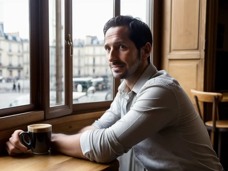 Un freelance débutant à Orléans qui apprend à gérer son syndrome de l'imposteur avant une rencontre networking, en travaillant sa confiance en soi.