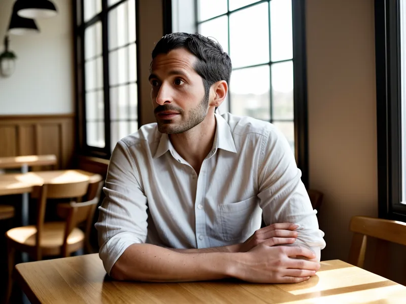 Freelance introverti pratiquant l'écoute active lors d'un échange de réseautage discret