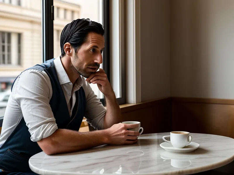 Moment de gêne pendant une conversation en café, illustration de la timidité professionnelle en réseautage freelance