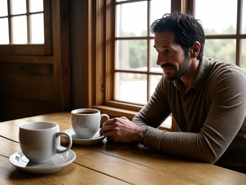 Cartes de visite posées sur une table de café, symbole de la préparation avant une rencontre professionnelle