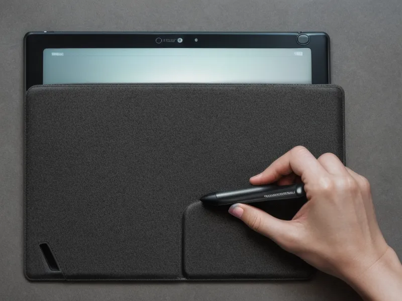 Main refermant le couvercle magnétique d'une tablette après une présentation